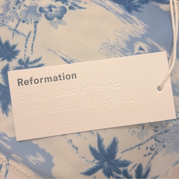 Reformation Harbor Longline Scoop Neck Bikini Top In Island Blue NWT Size Small - Picture 10 of 10